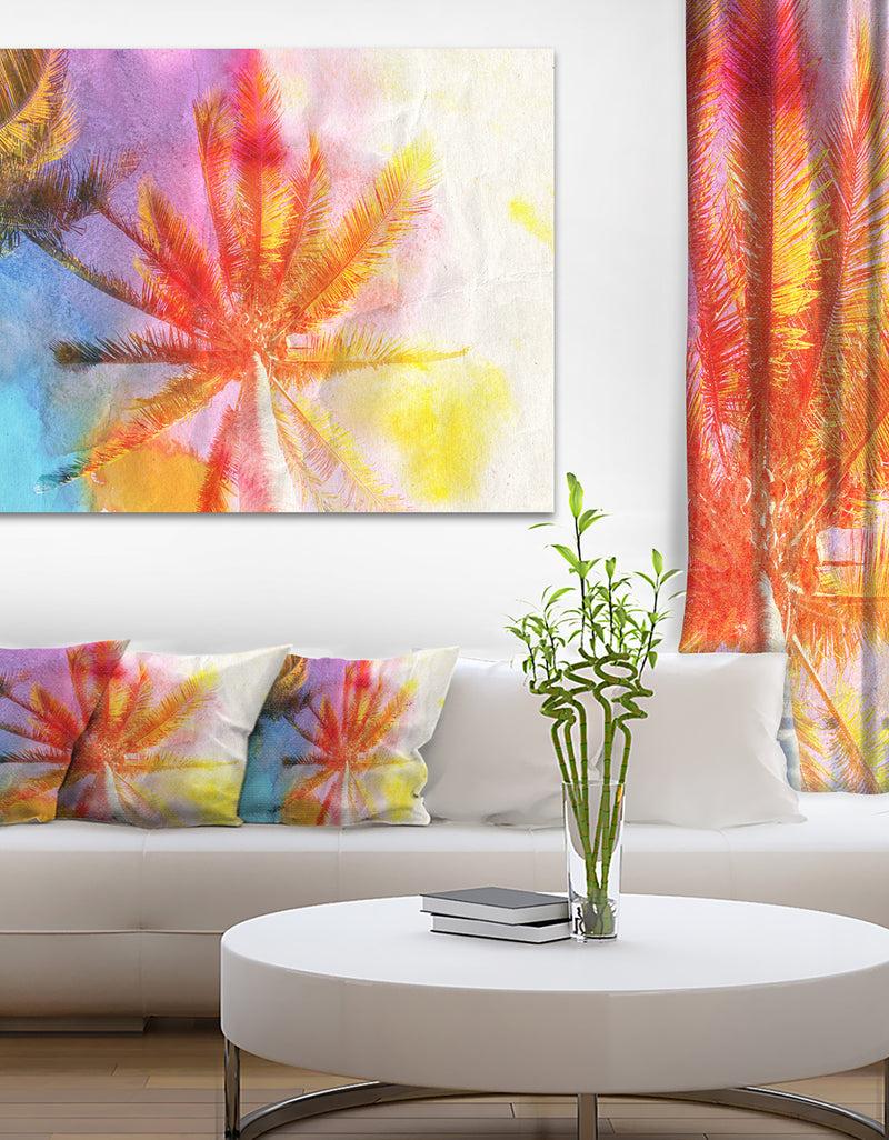designq Reflective Retro Palm Trees - Landscape Painting Canvas Print