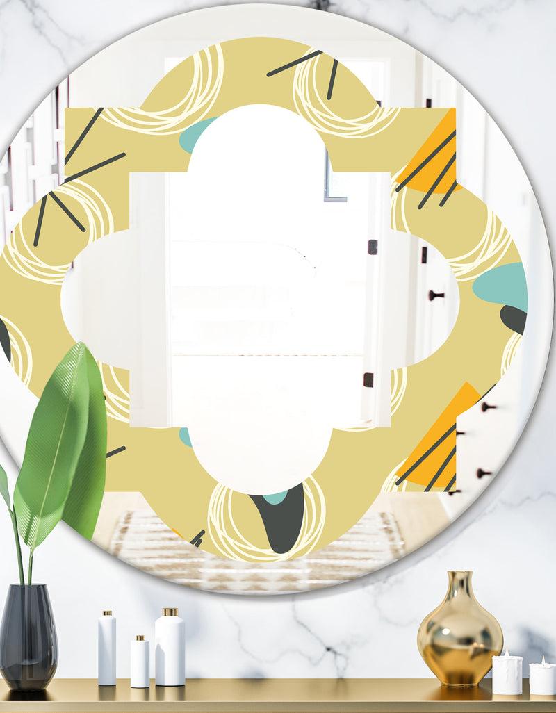 designq Retro Abstract Design II - Modern Round or Oval Wall Mirror - Quatrefoil