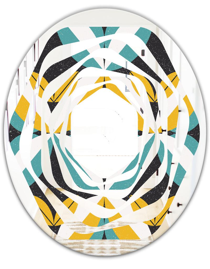 Designq Retro Abstract Design VII - Modern Round Or Oval Wall Mirror - Whirl
