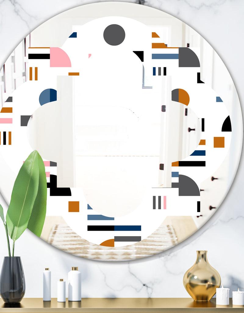 designq Retro Abstract Design XI - Modern Round or Oval Wall Mirror - Quatrefoil