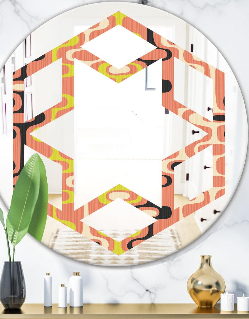 designq Retro Abstract Design XIII - Modern Round or Oval Wall Mirror - Hexagon Star