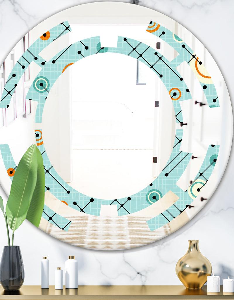 designq Retro Abstract Design XIV - Modern Round or Oval Wall Mirror - Space