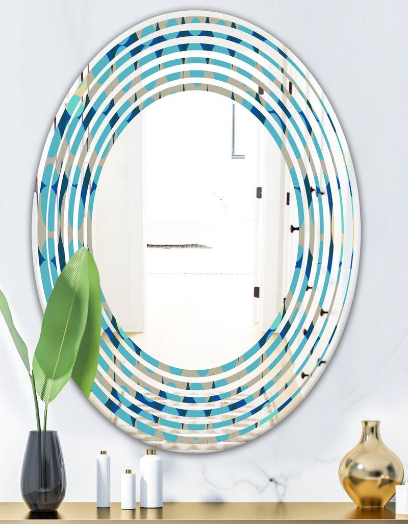Designq Retro Abstract Design XV - Modern Round Or Oval Wall Mirror - Wave