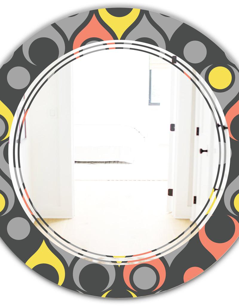 Designq Retro Abstract Drops I - Modern Round Or Oval Wall Mirror - Triple C