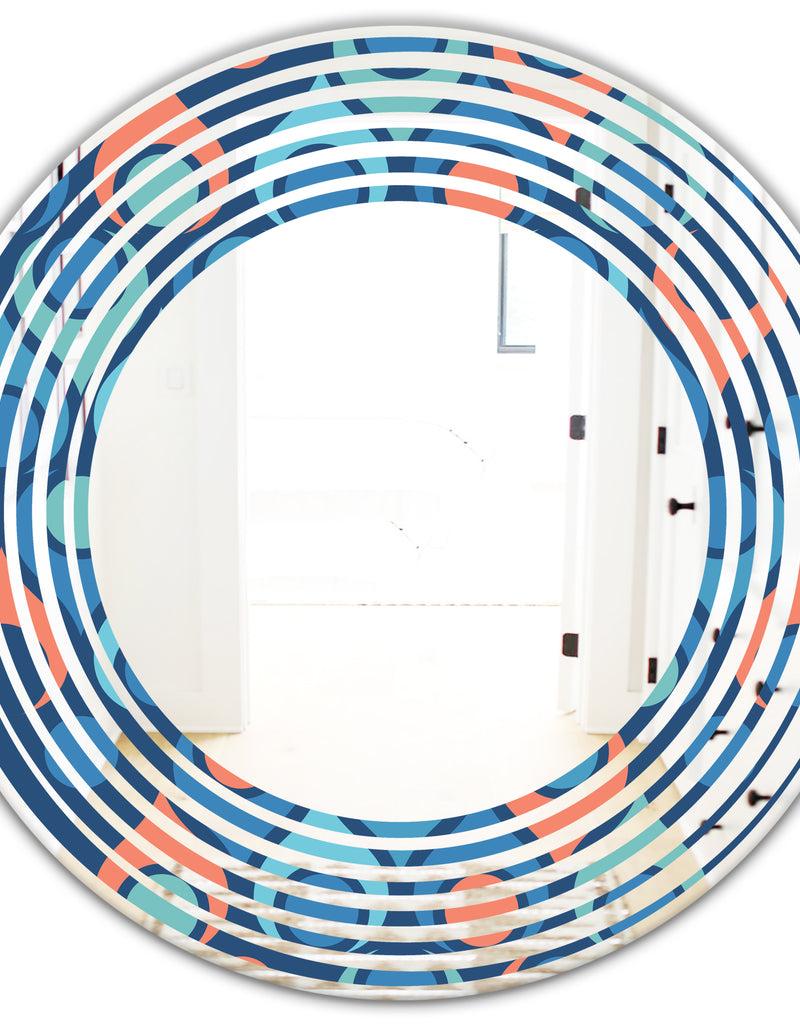 Designq Retro Abstract Drops X - Modern Round Or Oval Wall Mirror - Wave