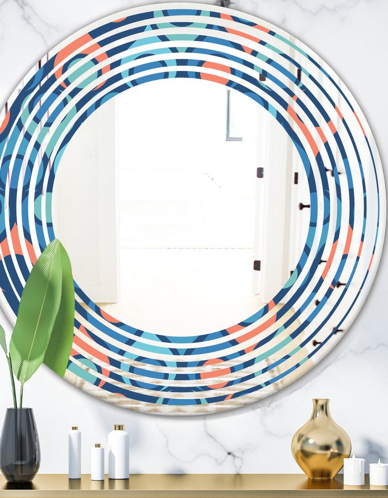 designq Retro Abstract Drops X - Modern Round or Oval Wall Mirror - Wave