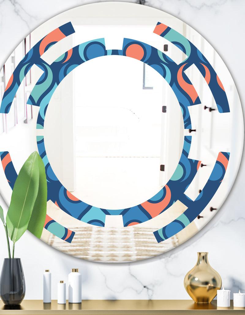 designq Retro Abstract Drops X - Modern Round or Oval Wall Mirror - Space