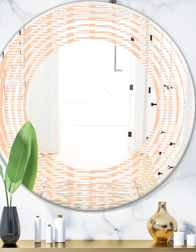designq Retro Abstract Lines Pattern - Modern Round or Oval Wall Mirror - Wave