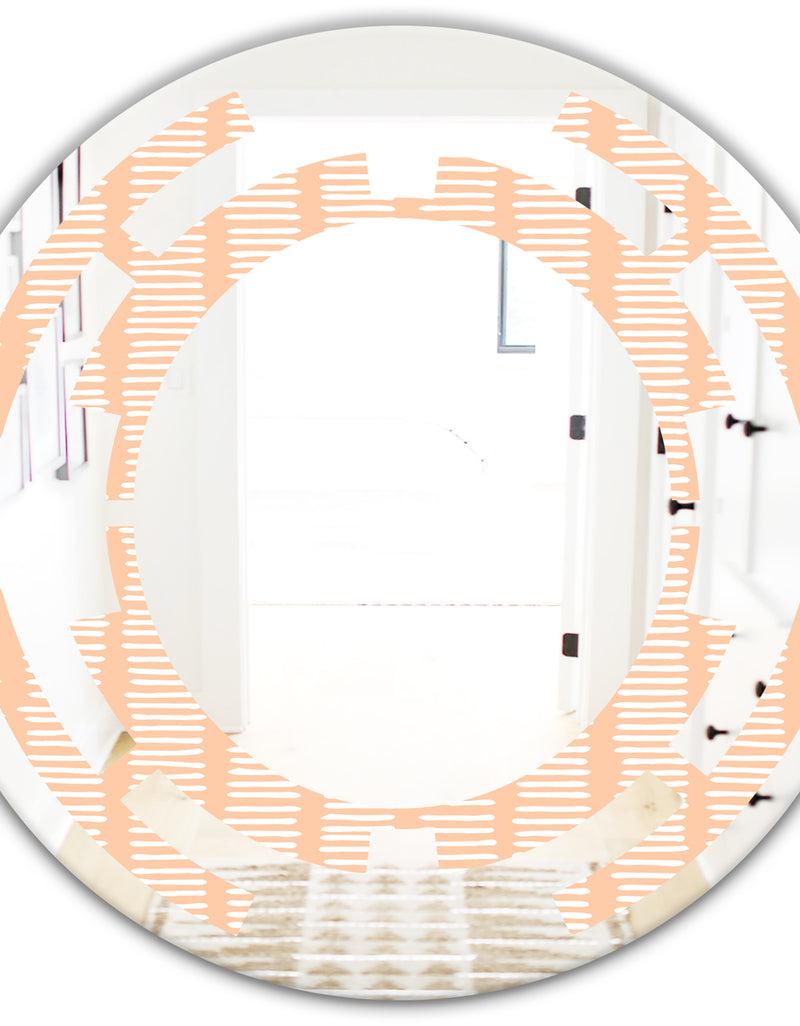 Designq Retro Abstract Lines Pattern - Modern Round Or Oval Wall Mirror - Space