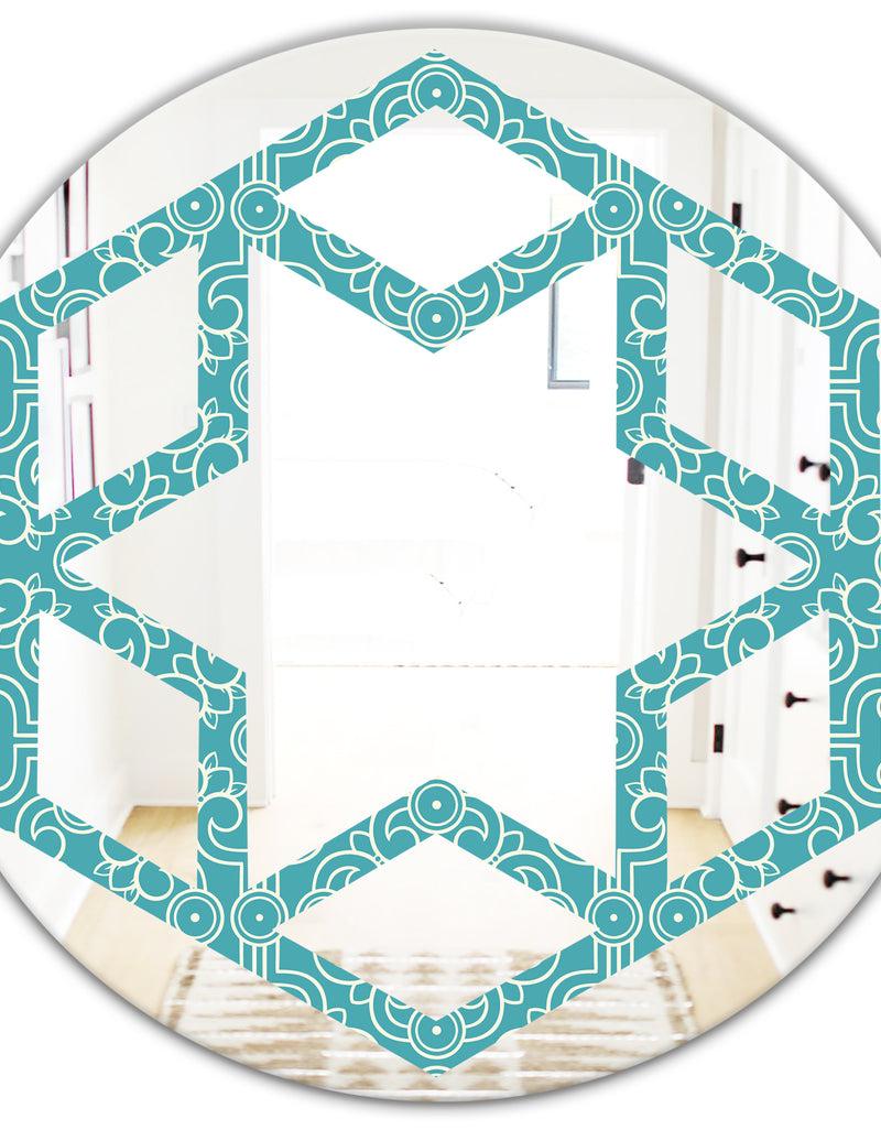 Designq Retro Abstract Pattern Design III - Modern Round Or Oval Wall Mirror - Hexagon Star