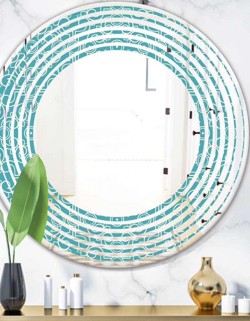designq Retro Abstract Pattern Design III - Modern Round or Oval Wall Mirror - Wave