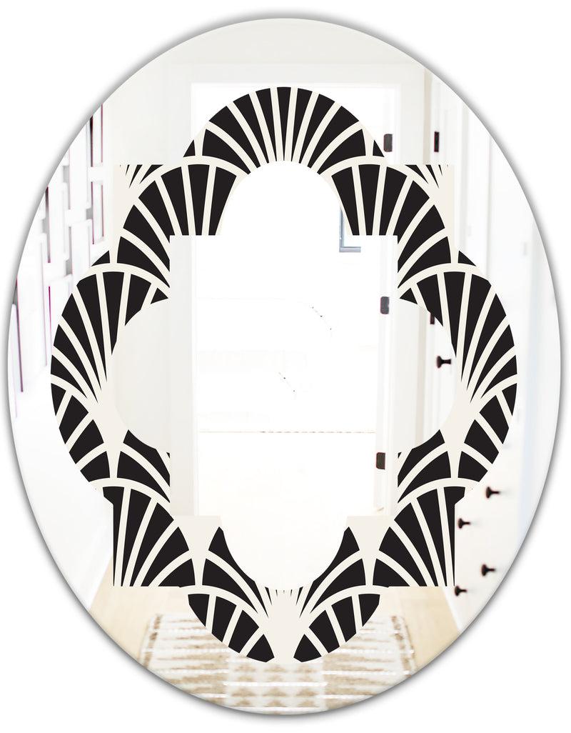 Designq Retro Art Deco Waves I - Modern Round Or Oval Wall Mirror - Quatrefoil