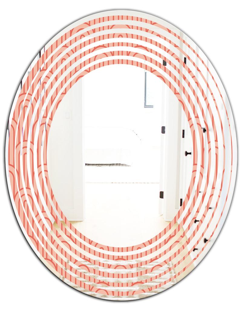 Designq Retro Art Deco Waves II - Modern Round Or Oval Wall Mirror - Wave