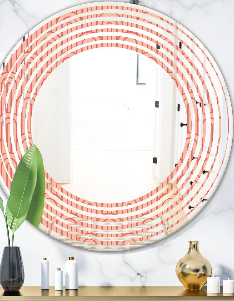 designq Retro Art Deco Waves II - Modern Round or Oval Wall Mirror - Wave