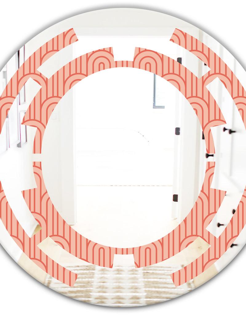 Designq Retro Art Deco Waves II - Modern Round Or Oval Wall Mirror - Space