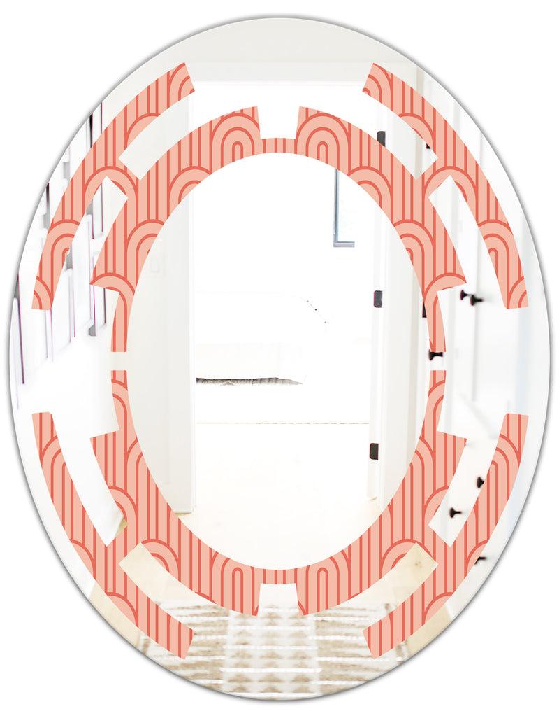 Designq Retro Art Deco Waves II - Modern Round Or Oval Wall Mirror - Space