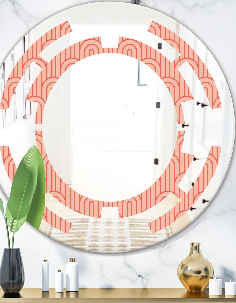 designq Retro Art Deco Waves II - Modern Round or Oval Wall Mirror - Space