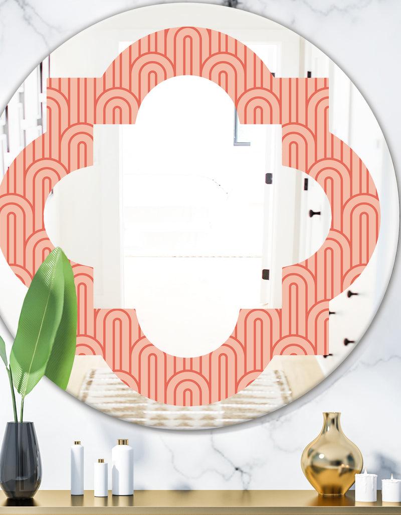 designq Retro Art Deco Waves II - Modern Round or Oval Wall Mirror - Quatrefoil