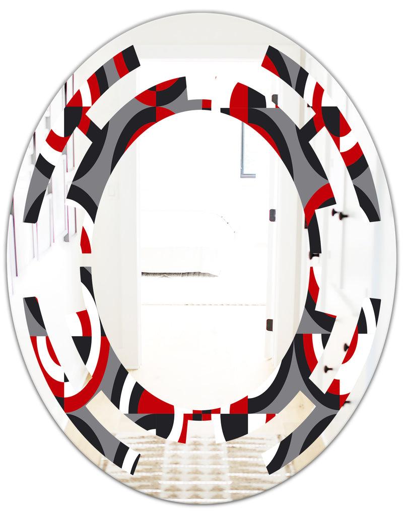 Designq Retro Circular Pattern Geometrical - Modern Round Or Oval Wall Mirror - Space