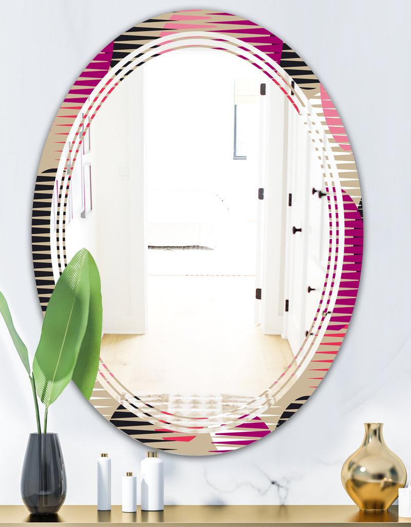 Designq Retro Circular Pattern VIII - Modern Round Or Oval Wall Mirror - Triple C