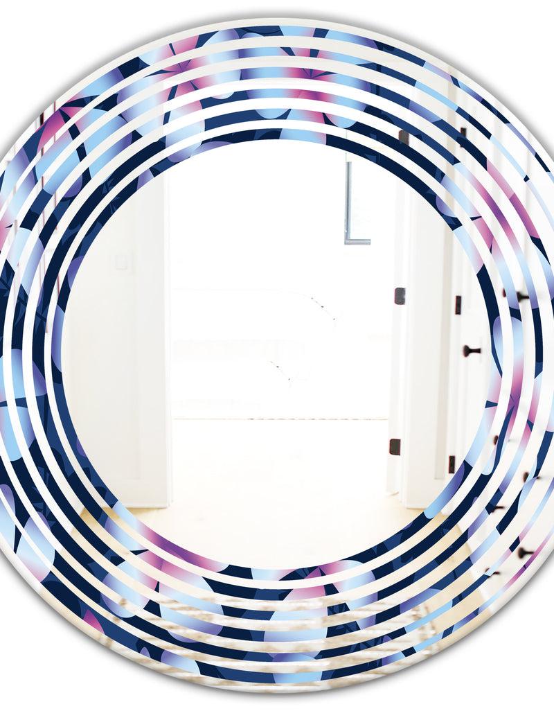 Designq Retro Frangipani Flowers - Modern Round Or Oval Wall Mirror - Wave