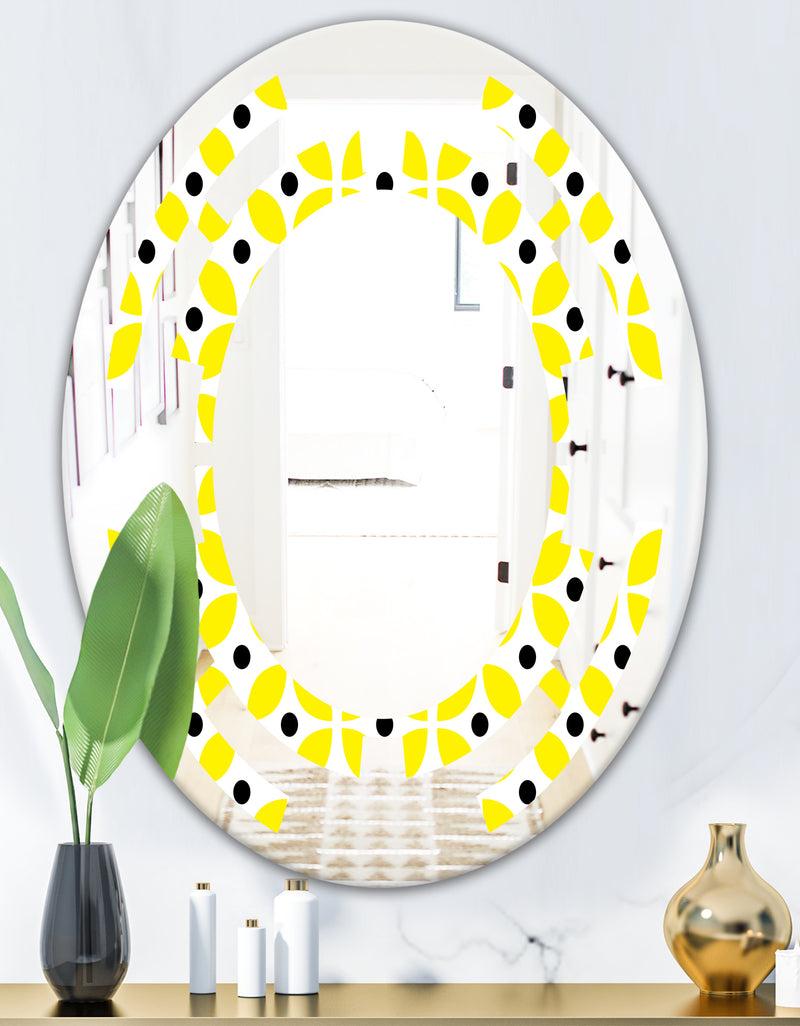 Designq Retro Geometric Design I - Modern Round Or Oval Wall Mirror - Space