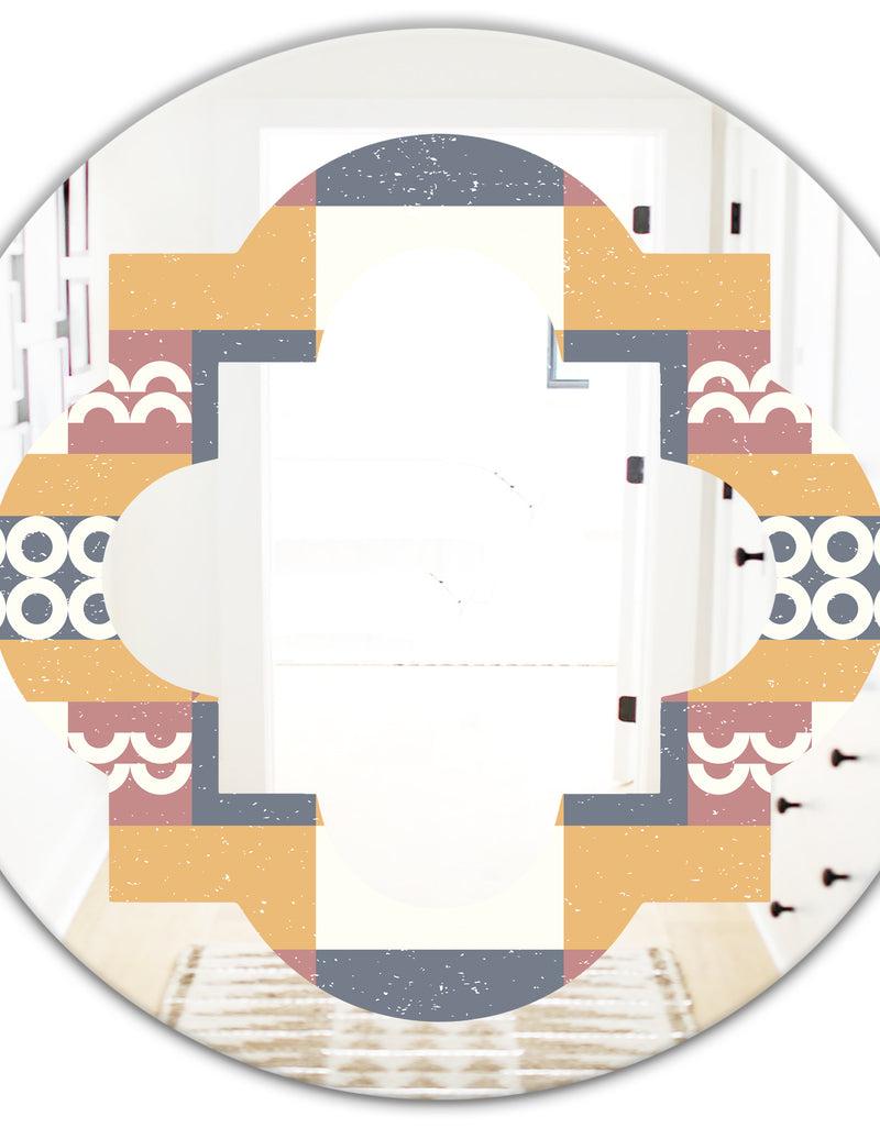 Designq Retro Geometric Design VI - Modern Round Or Oval Wall Mirror - Quatrefoil