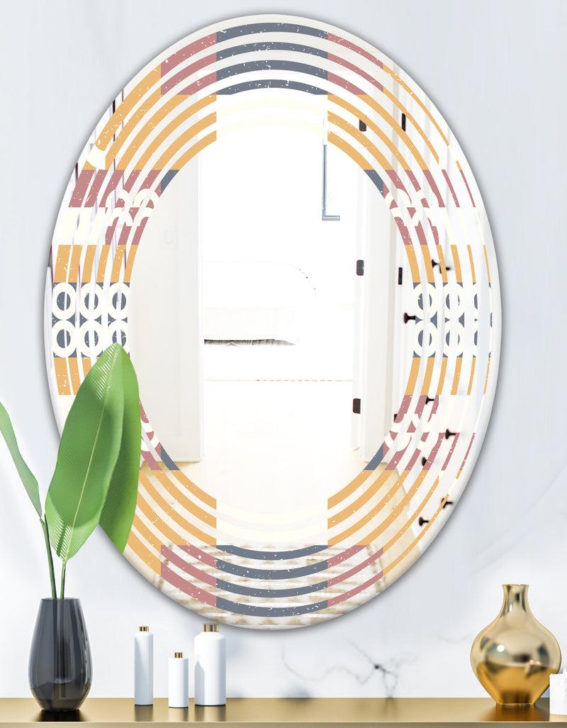 Designq Retro Geometric Design VI - Modern Round Or Oval Wall Mirror - Wave