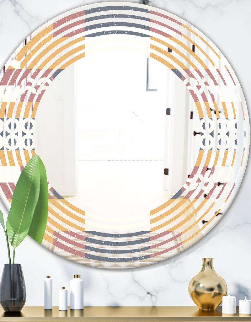 designq Retro Geometric Design VI - Modern Round or Oval Wall Mirror - Wave