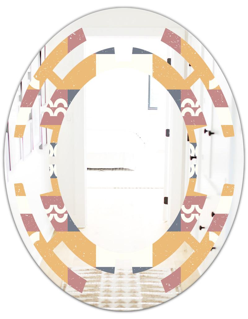 Designq Retro Geometric Design VI - Modern Round Or Oval Wall Mirror - Space