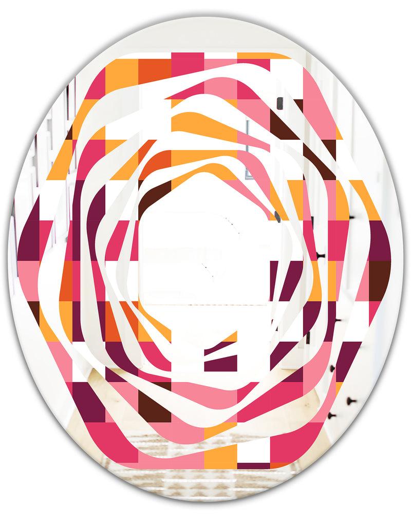 Designq Retro Geometric Design VII - Modern Round Or Oval Wall Mirror - Whirl