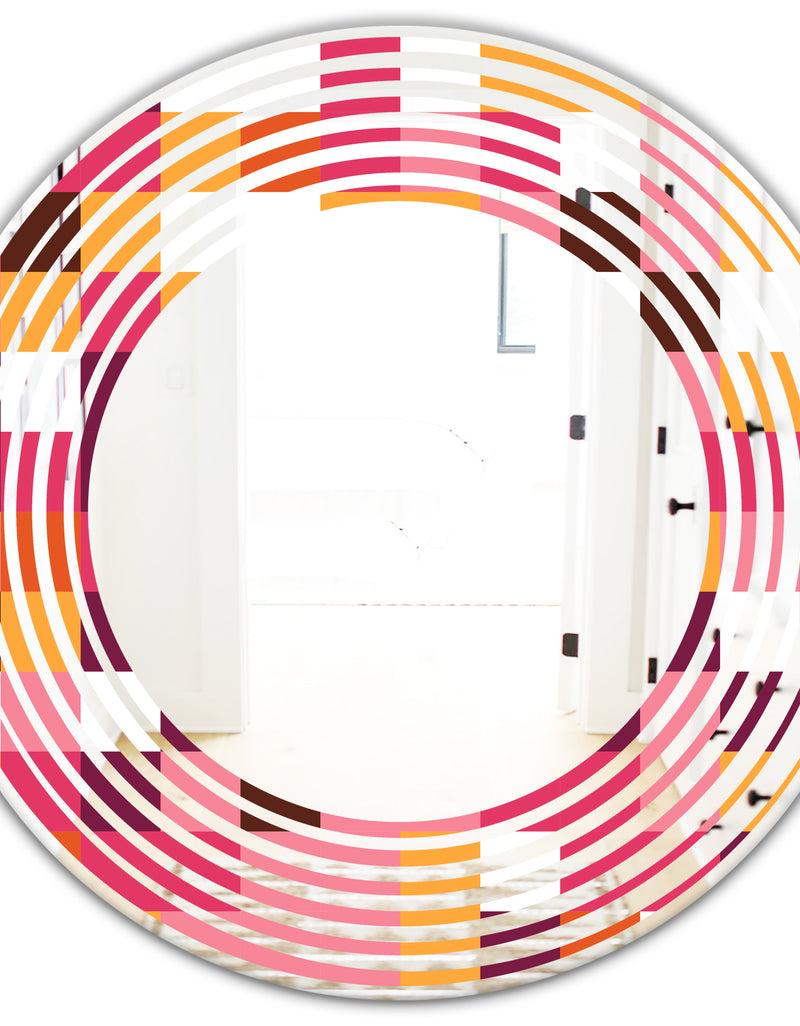 Designq Retro Geometric Design VII - Modern Round Or Oval Wall Mirror - Wave