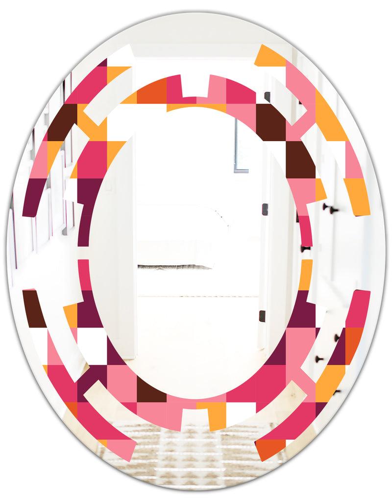 Designq Retro Geometric Design VII - Modern Round Or Oval Wall Mirror - Space
