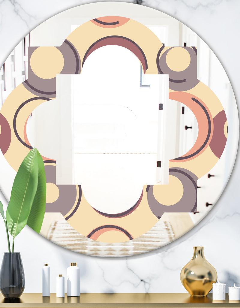 designq Retro Geometric Pattern - Modern Round or Oval Wall Mirror - Quatrefoil