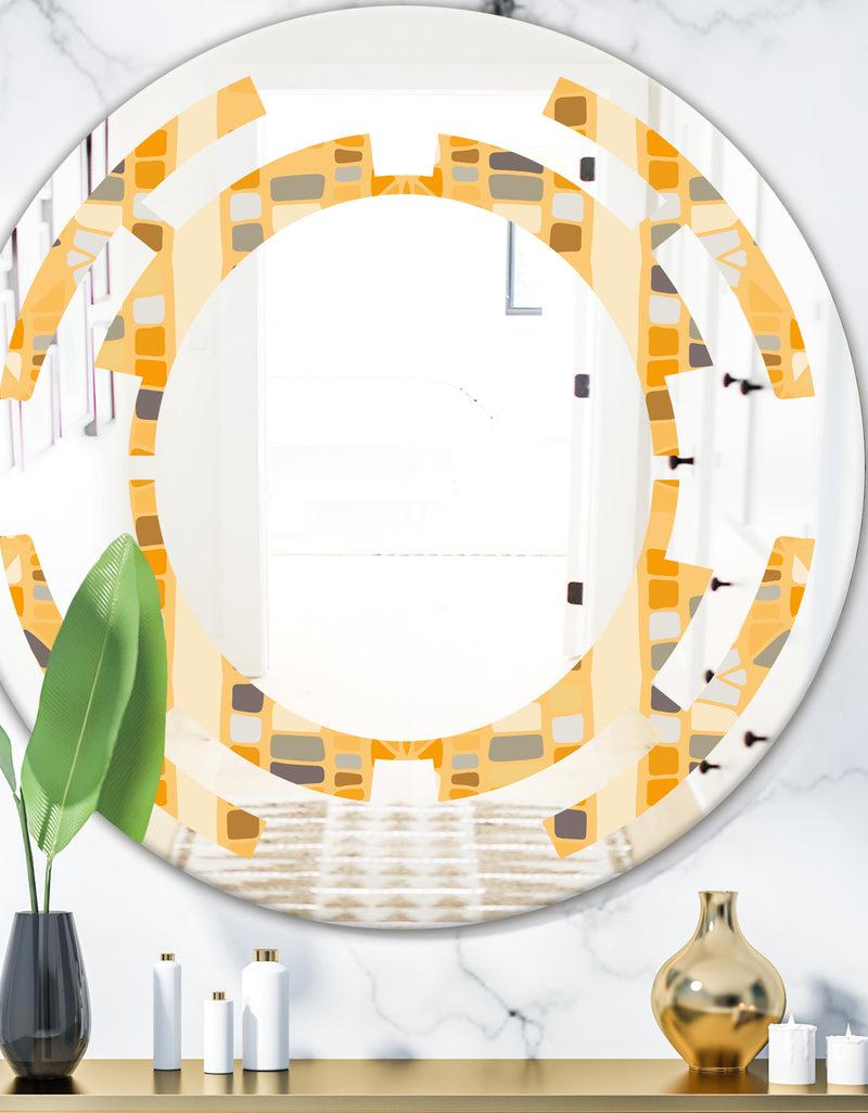 designq Retro Geometrical Abstract II - Modern Round or Oval Wall Mirror - Space