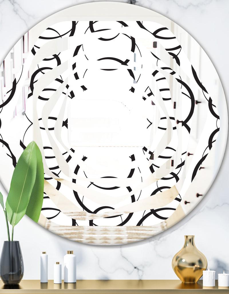 designq Retro Geometrical Abstract Minimal Pattern VI - Modern Round or Oval Wall Mirror - Whirl