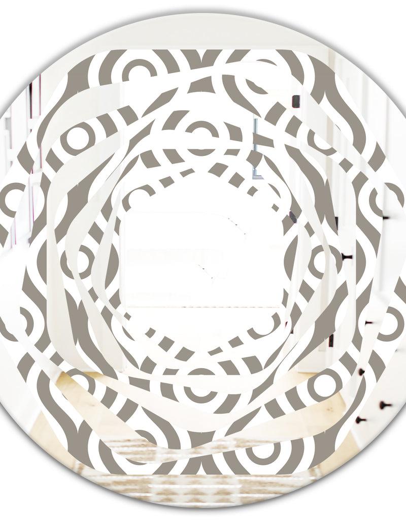Designq Retro Geometrical Abstract Minimal Pattern XIV - Modern Round Or Oval Wall Mirror - Whirl