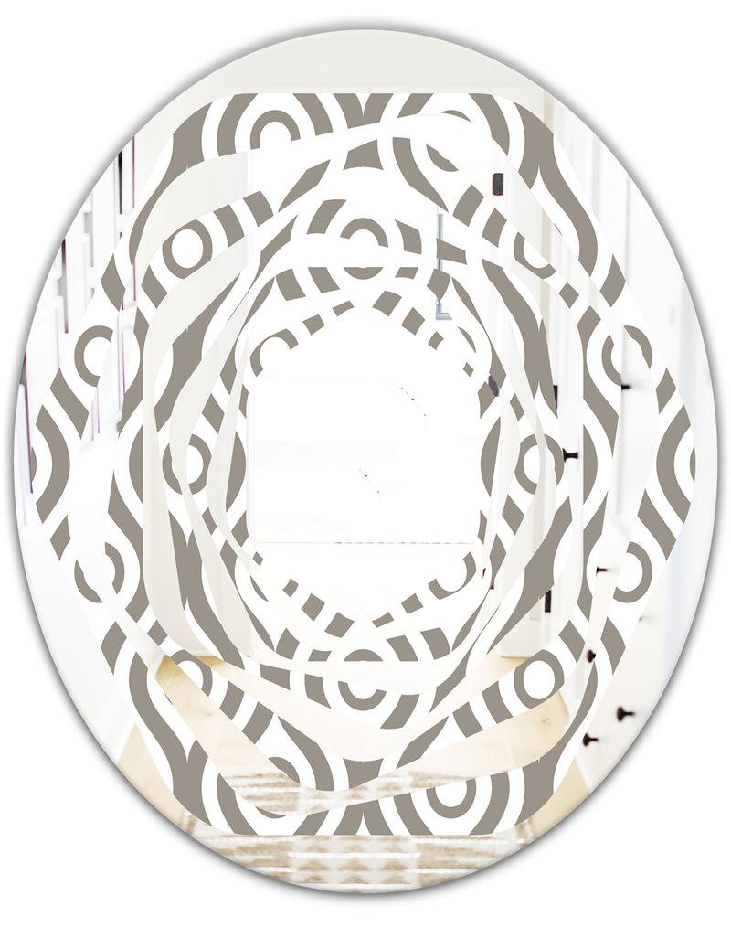 Designq Retro Geometrical Abstract Minimal Pattern XIV - Modern Round Or Oval Wall Mirror - Whirl