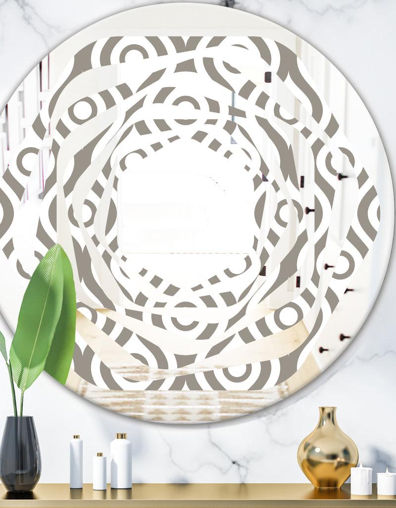 designq Retro Geometrical Abstract Minimal Pattern XIV - Modern Round or Oval Wall Mirror - Whirl