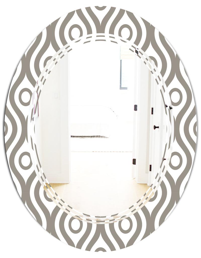 Designq Retro Geometrical Abstract Minimal Pattern XIV - Modern Round Or Oval Wall Mirror - Triple C