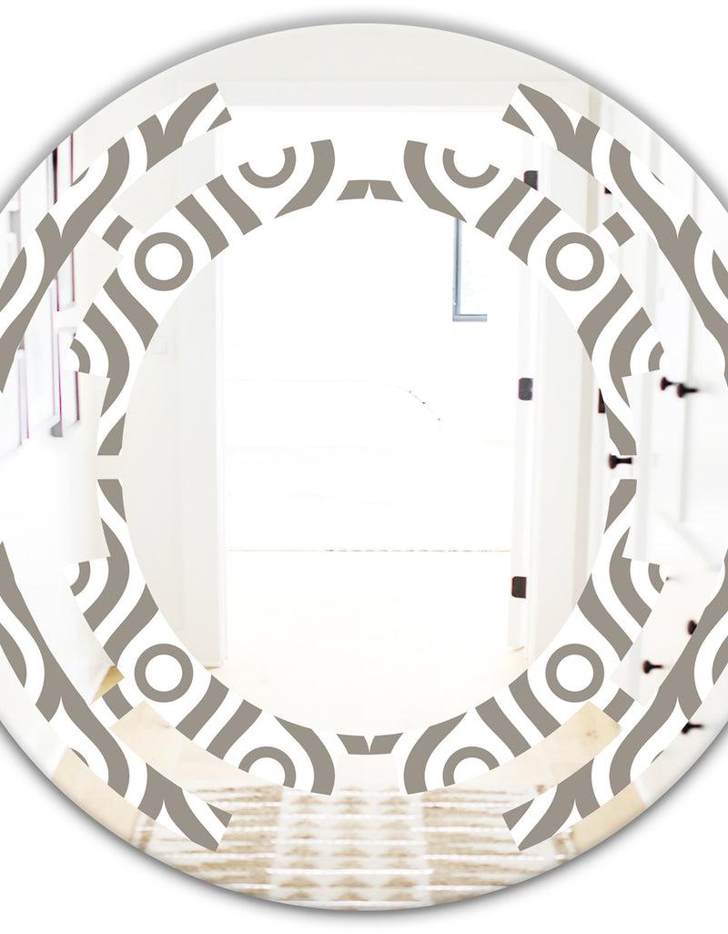 Designq Retro Geometrical Abstract Minimal Pattern XIV - Modern Round Or Oval Wall Mirror - Space