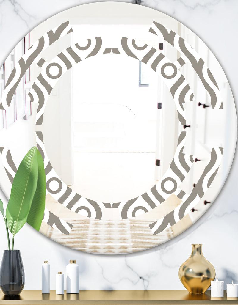 designq Retro Geometrical Abstract Minimal Pattern XIV - Modern Round or Oval Wall Mirror - Space