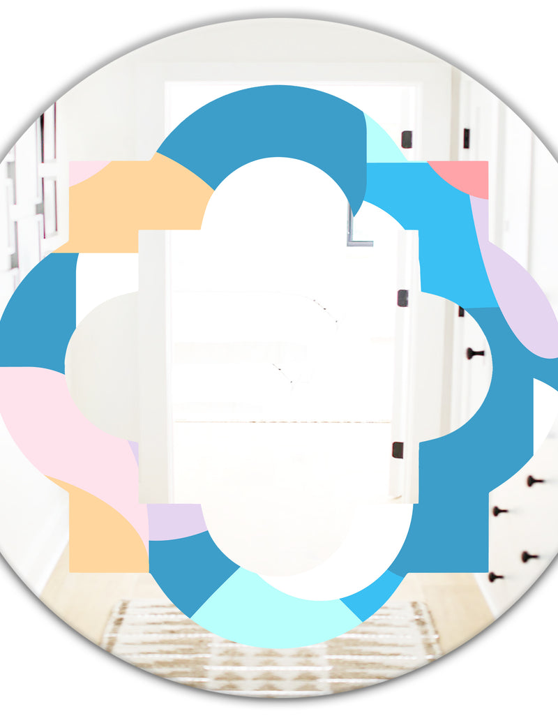 Designq Retro Geometrical Abstract Pattern II - Modern Round Or Oval Wall Mirror - Quatrefoil