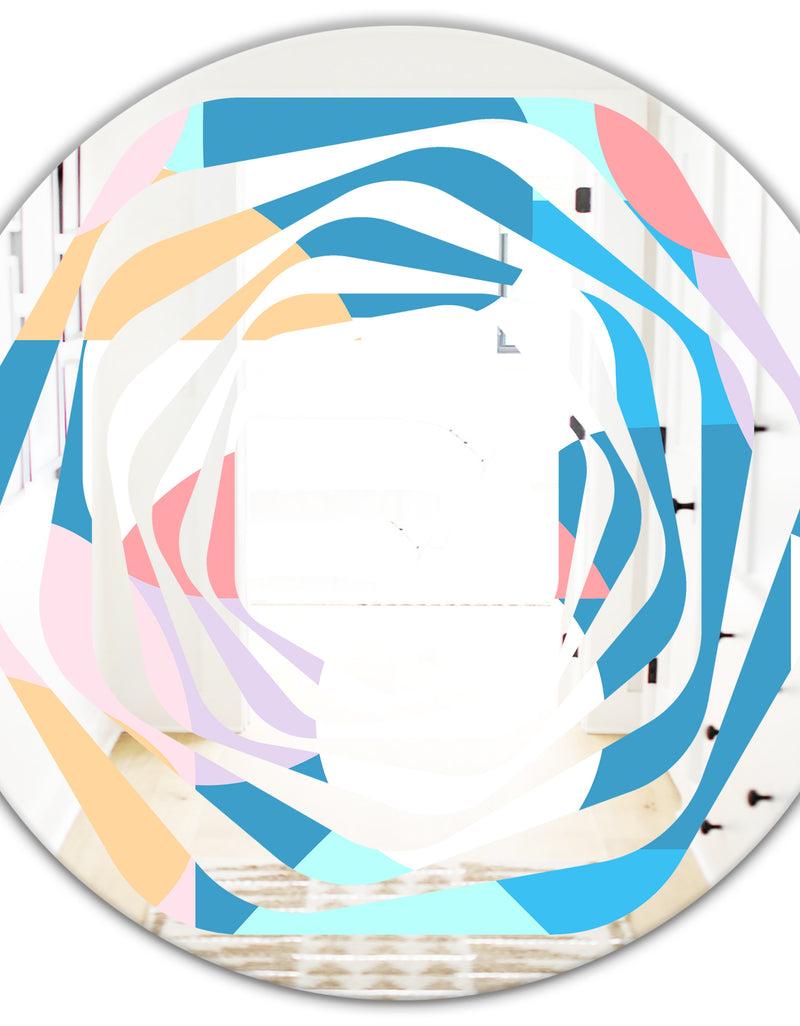Designq Retro Geometrical Abstract Pattern II - Modern Round Or Oval Wall Mirror - Whirl