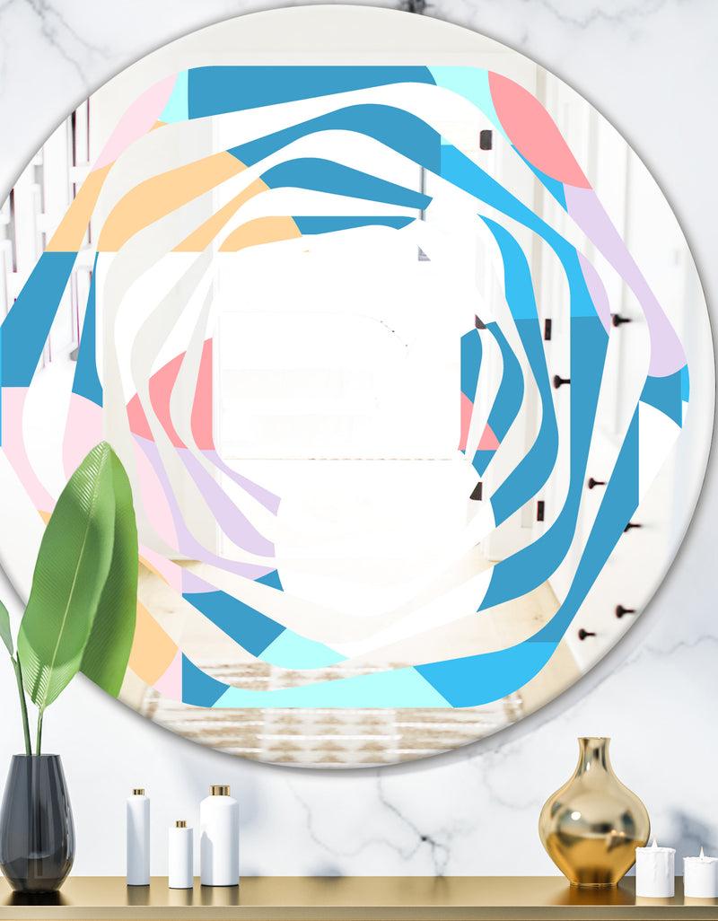 designq Retro Geometrical Abstract Pattern II - Modern Round or Oval Wall Mirror - Whirl