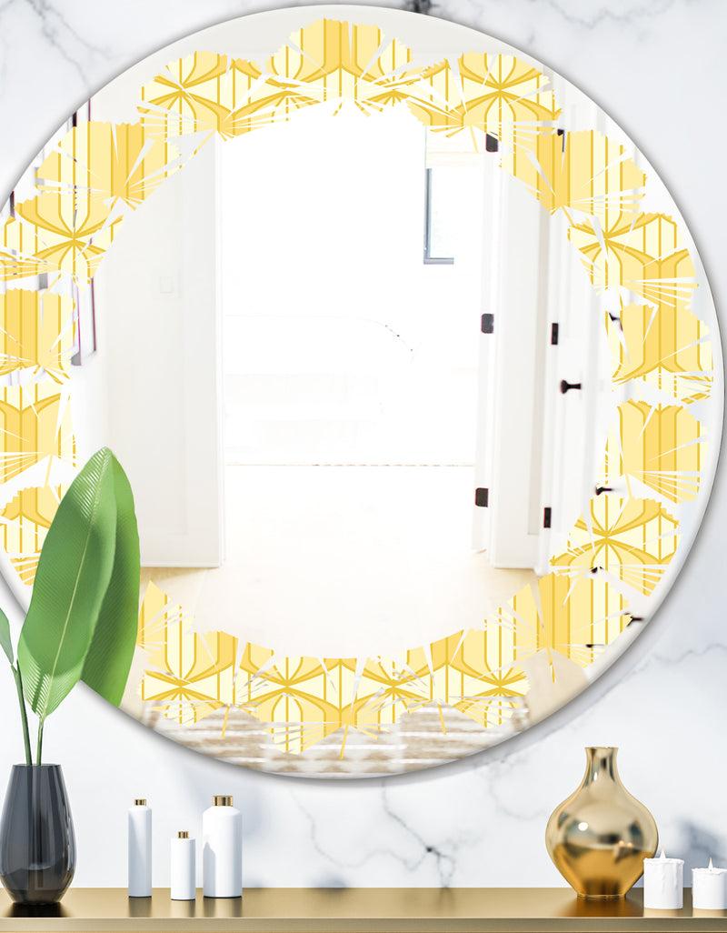 designq Retro Ornamental Design III - Modern Round or Oval Wall Mirror - Leaves