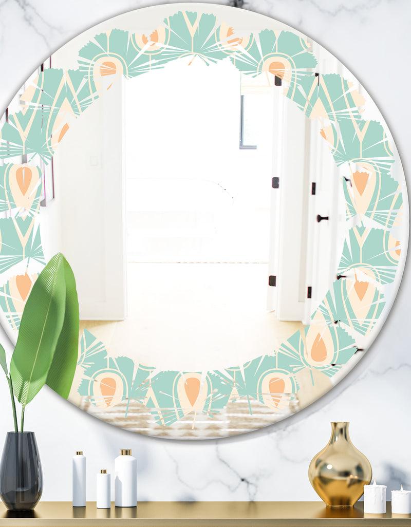 designq Retro Ornamental Design VIII - Modern Round or Oval Wall Mirror - Leaves
