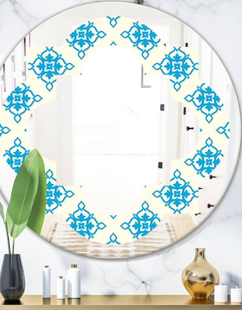 designq Retro Ornamental Pattern I - Modern Round or Oval Wall Mirror - Quatrefoil