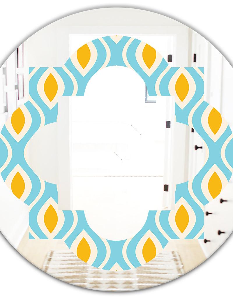 Designq Retro Pattern Abstract Design I - Modern Round Or Oval Wall Mirror - Quatrefoil