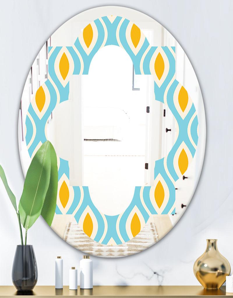 Designq Retro Pattern Abstract Design I - Modern Round Or Oval Wall Mirror - Quatrefoil